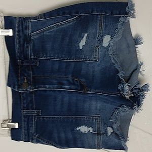 Refuge Size 5 Paperbag Stretch High Waist Distressed Jean Shorts Shortie Zip Fly